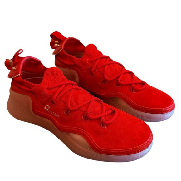 Christian Louboutin Arpoador Red Suede Drawstring Sock Sneakers Men’s EU 43US 10 - Picture 3 of 14